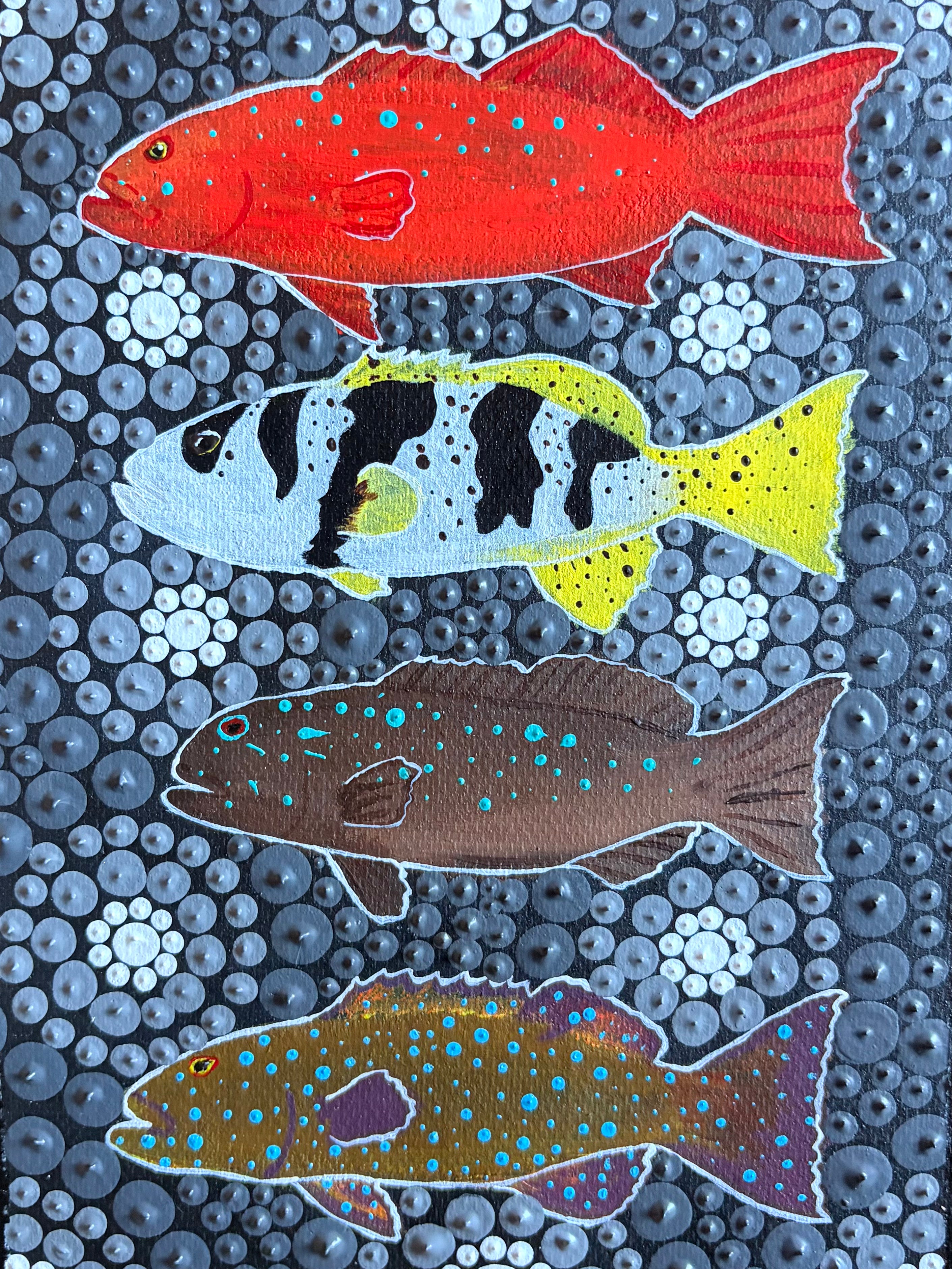 4 Trout - Original Un-Stretched Canvas 1 of 1